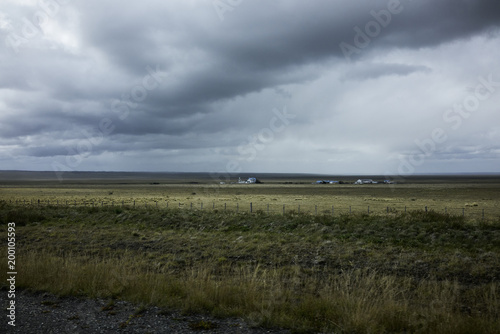 Rural Field and Cloudy Sky in Patagonia