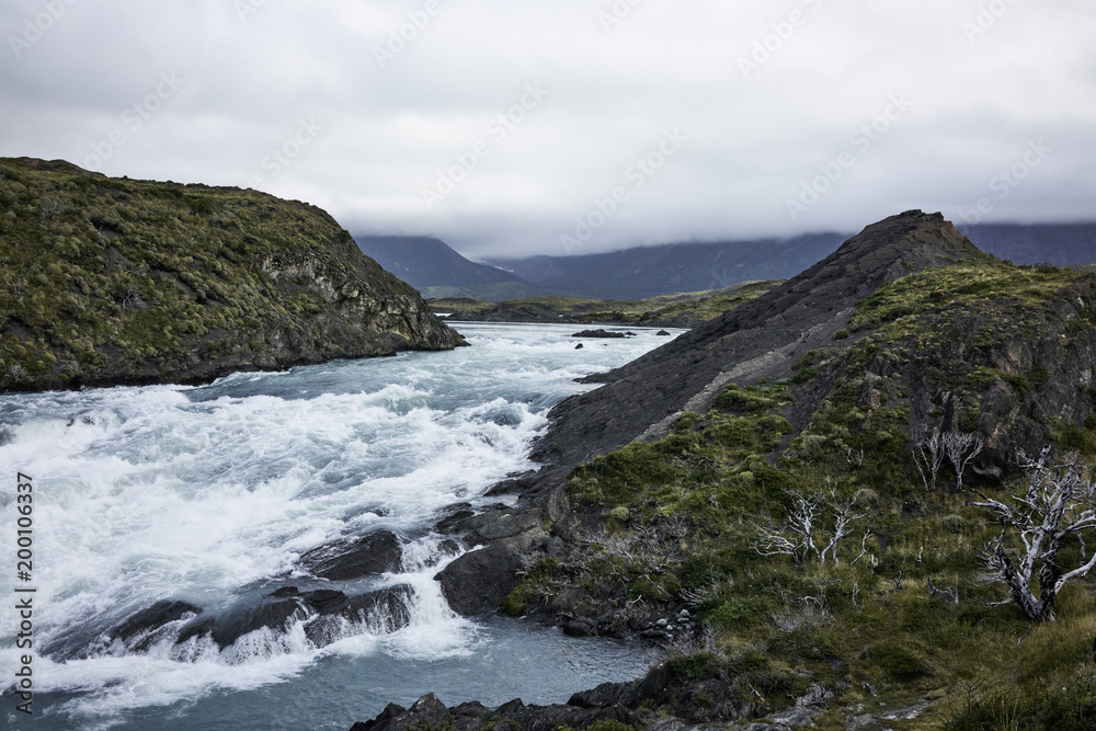 Paine River in the Magallanes Region of Chile Paine River in the Magallanes Region of Chile