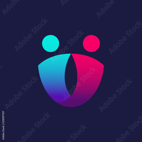 Abstract Simple Couple Connection Joined Icon. 