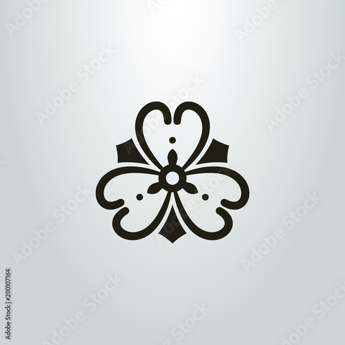 shape of an abstract frameless flower. black and white simple icon. geometrical pictogram