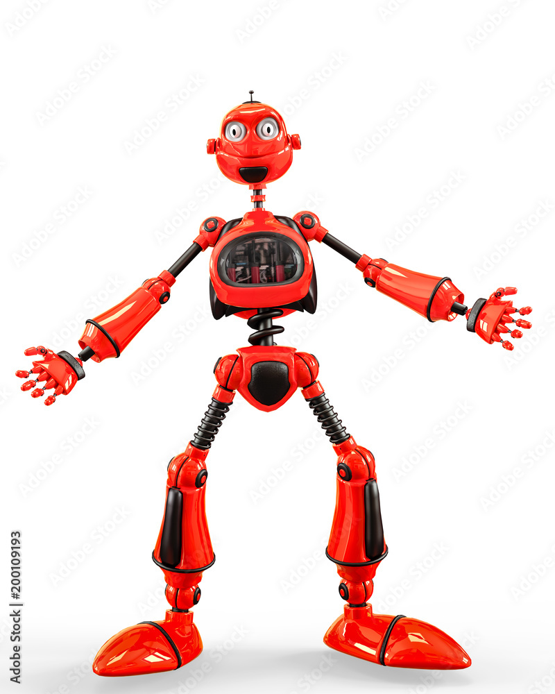 Fototapeta premium funny and glossy robot cartoon