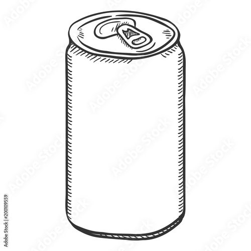 Vector Single Sketch Blank Beer Can