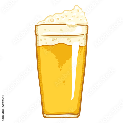 Vector Single Cartoon Glass of Light Beer with Foam
