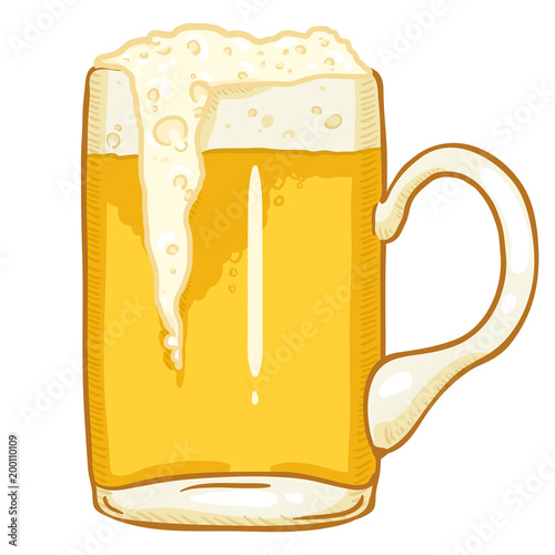Vector Single Cartoon Glass of Light Beer with Foam