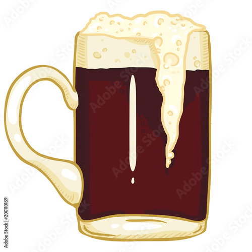 Vector Single Cartoon Glass of Light Beer with Foam
