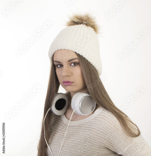 A young girl with headphones