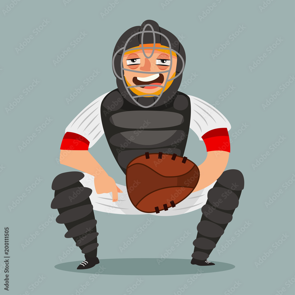 Baseball Catcher Helmet Cartoon Icon Stock Illustration - Download