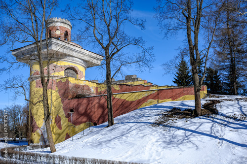 Ruin Tower in Catherine Park in Pushkin (Tsarskoye Selo), a town near St. Petersburg, Russia.
