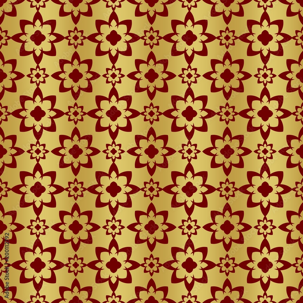 Gold and red background with seamless pattern, suitable as wrapping paper.Gold and red paper with seamless abstract pattern. Imitation of gold. Gold and red background with seamless pattern, suitable as wrapping paper.Gold and red paper with seamless abstract pattern. Imitation of gold.