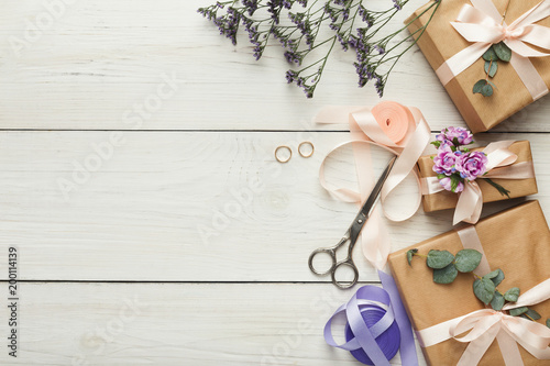 Wedding present boxes on white background