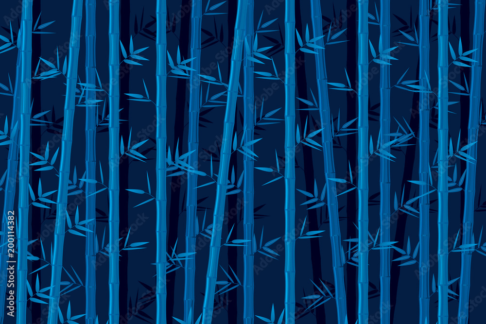 Naklejka premium Bamboo background at night. Vector illustration