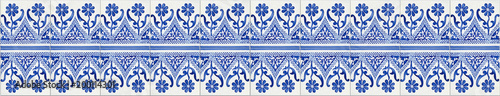 Typical Portuguese decorations with colored ceramic tiles - seamless texture