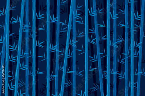 Bamboo background at night. Vector illustration