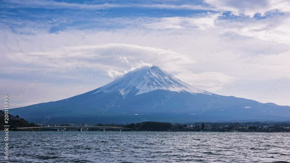 4K Timelapse of Mt. Fuji with Chureito Pagoda at sunset in winter, Japan 4K Timelapse of Mt. Fuji with Chureito Pagoda at sunset in winter, Japan
