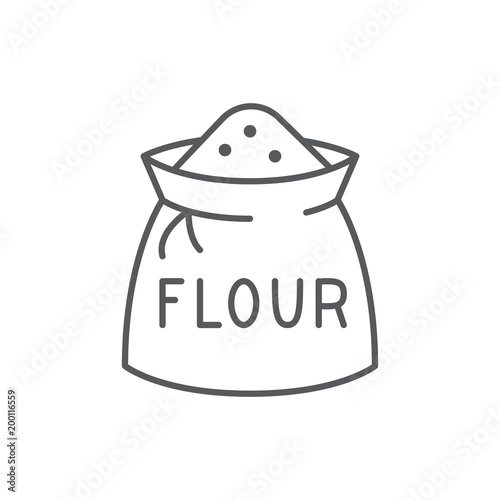 Bag with flour editable thin line icon isolated on white background.