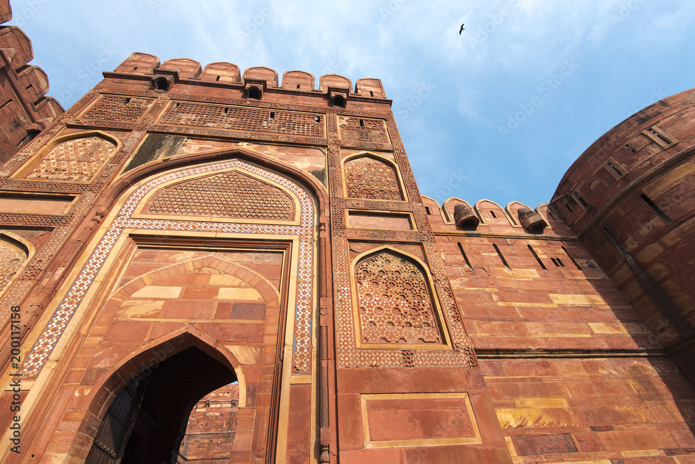 Indian Architecture of Red Fort in Agra India