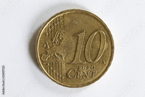 Obraz na płótnie Pièce de 10 centimes d'Euro recto w salonie
