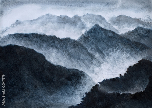 Fototapeta wysokie mgliste góry