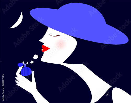 Profilo bianco con cappello e profumo