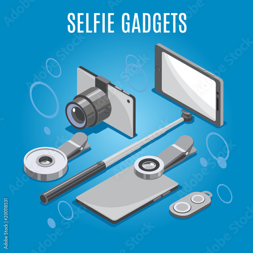 Isometric Selfie Gadgets Background
