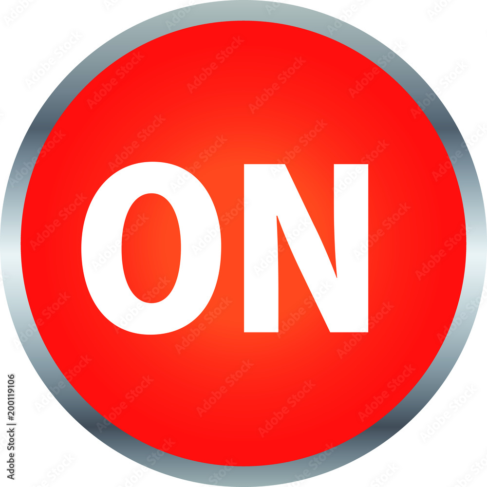 Red Shiny round ON switch button Red Shiny round ON switch button