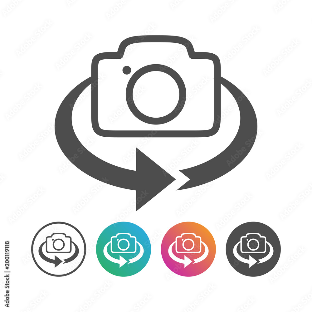 Simple Camera 360 Flip Icon Design Set Simple Camera 360 Flip Icon Design Set