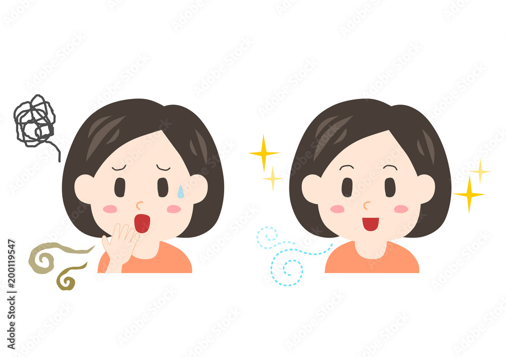 女性 悩み 中年 臭い イラスト ビフォーアフター Stock Vector Adobe Stock