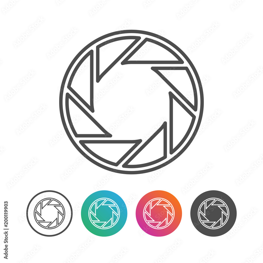 Camera Shutter Outline Icon Symbol Design Set Camera Shutter Outline Icon Symbol Design Set