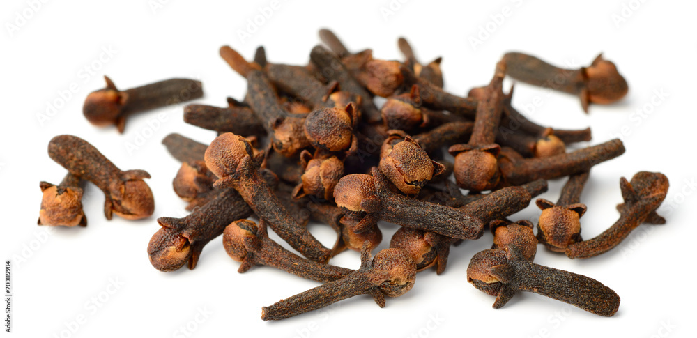 dried herb, dried cloves isolated on white dried herb, dried cloves isolated on white