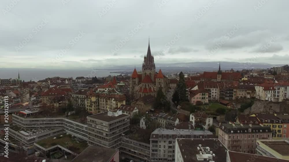 Aerial view of Lausanne on a cloudy day Aerial view of Lausanne on a cloudy day