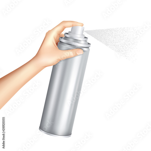 Hand Holding Spray Can Realistic