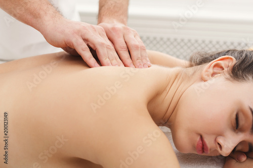 Classical body massage at physiotherapist office