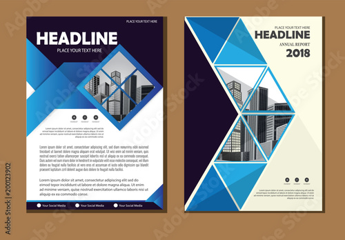 Business abstract vector template. Brochure design, cover modern layout, annual report, poster, flyer in A4 with colorful triangles, geometric shapes for tech, science, market with light background