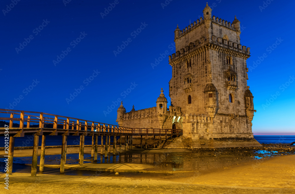 Evening at Belem Tower in Lisbon, Porutgal