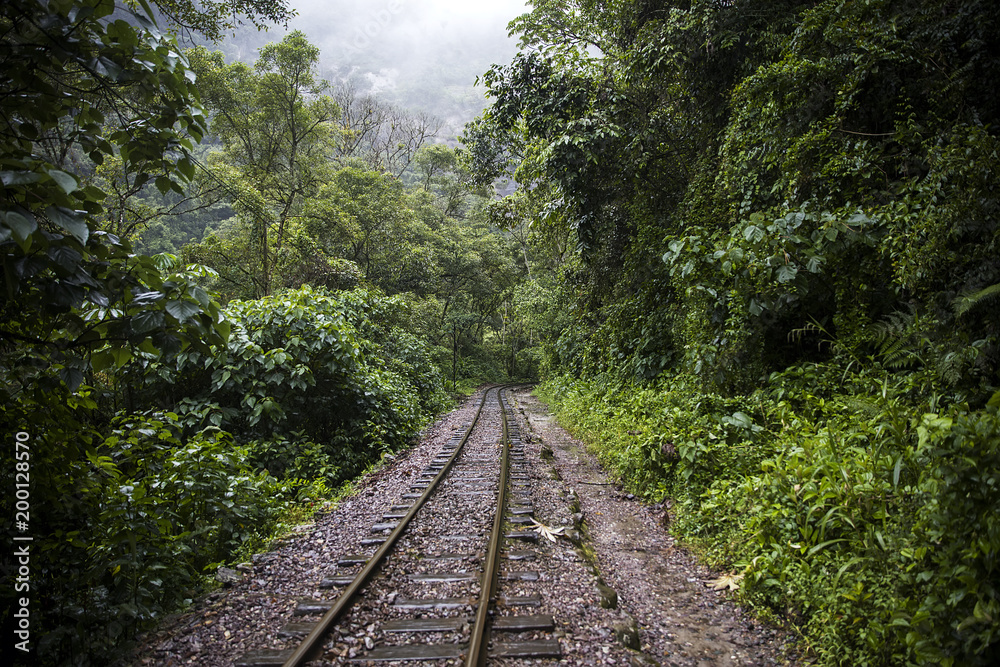 Fototapeta premium Railroad at Aguas Calientes in Peru