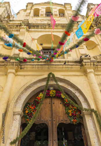 Church Door Decorations In Chaipas Mexico photo