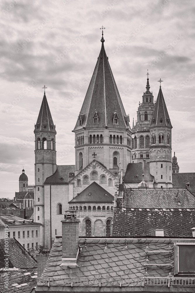St. Martin´s cathedral, Dom of Mainz Germany in black white photography St. Martin´s cathedral, Dom of Mainz Germany in black white photography
