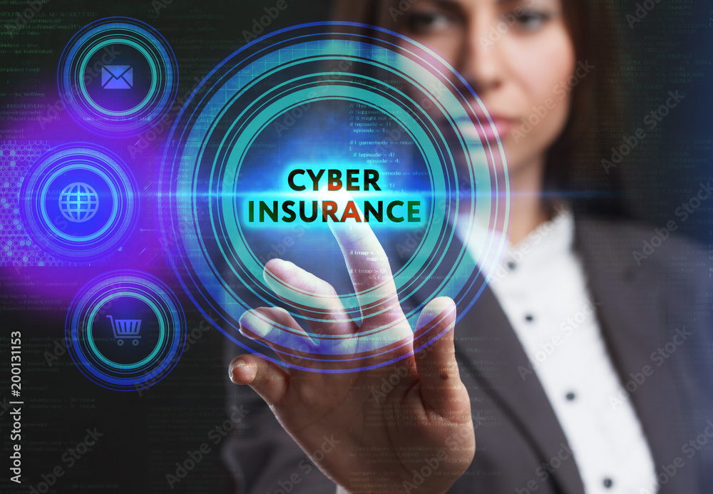 The concept of business, technology, the Internet and the network. A young entrepreneur working on a virtual screen of the future and sees the inscription: Cyber insurance The concept of business, technology, the Internet and the network. A young entrepreneur working on a virtual screen of the future and sees the inscription: Cyber insurance