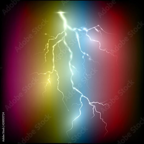 Lightnings. Magic and bright lighting effects. Vector Illustration