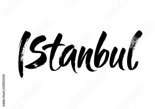 Beautiful hand written text typography design of europe european city istanbul name logo suitable for tourism or visit promotion