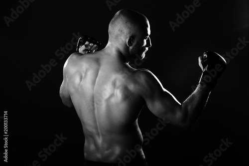 boxer rack beautiful muscular body bald © yuriy
