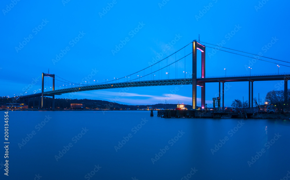 Suspension bridge at Gothenburg Sweden Connecting main land to Industrial area of Hisingen in west coast of Sweden