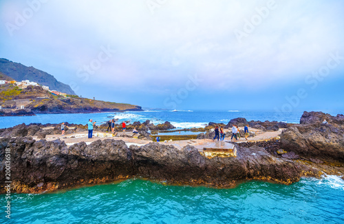 Traditional volcanic swimming pools in Garachico resort, Tenerife island, Spain