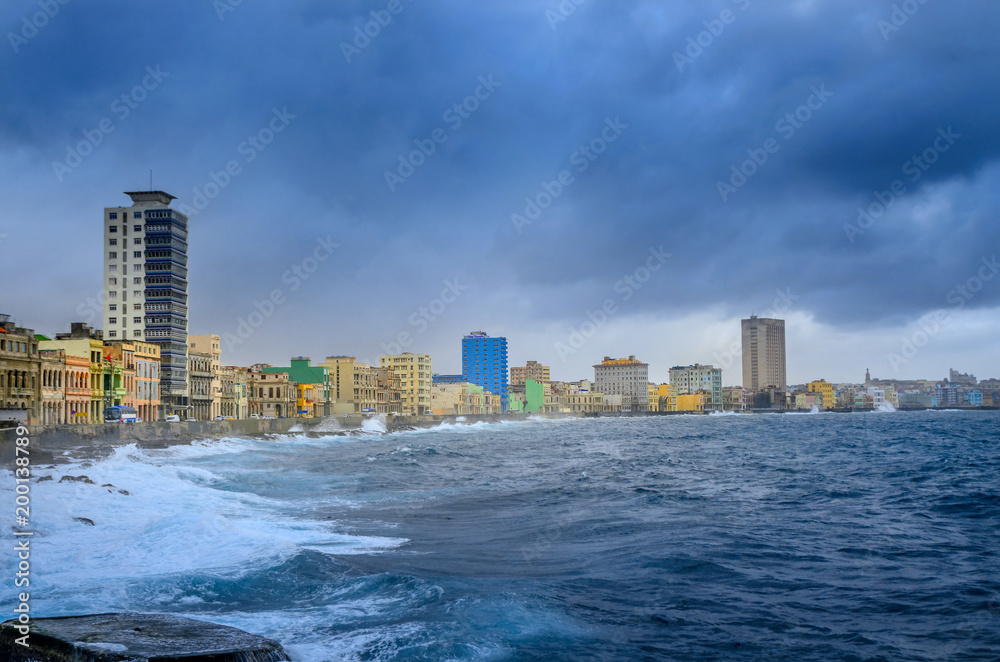 storm on the waterfront in Havana, Cuba