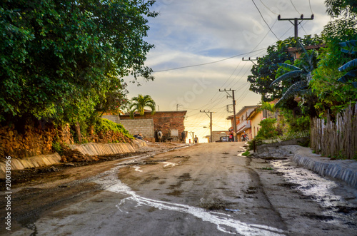 Photography Street in the Cuban province at sunset