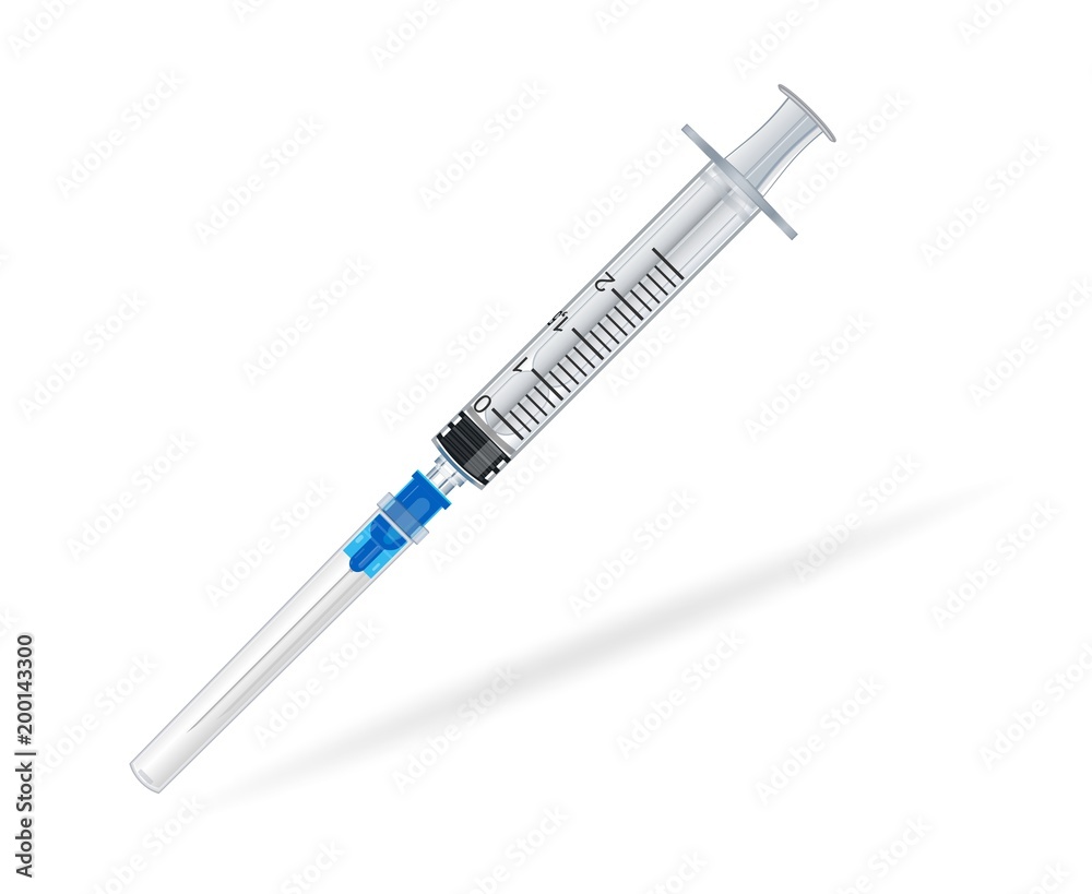Syringe closeup isolated on white background