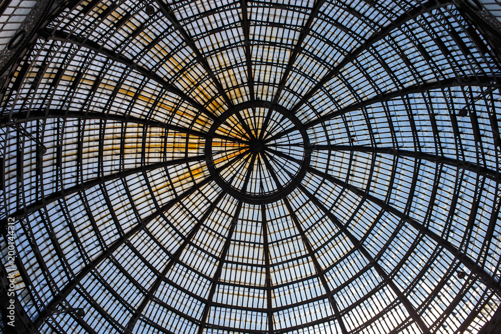 Details of interior of Galleria Umberto I, public shopping and art gallery in Naples, Italy