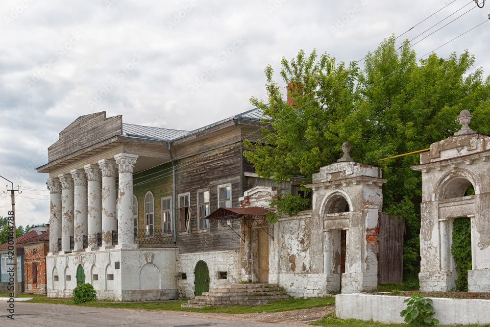 Old ruined merchant's estate in Kasimov, Ryazan region, Russia
