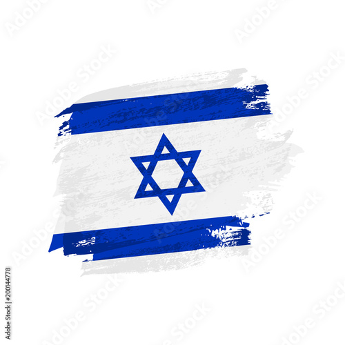 Vector brush painted Israel flag. Hand drawn style flag of Israel.