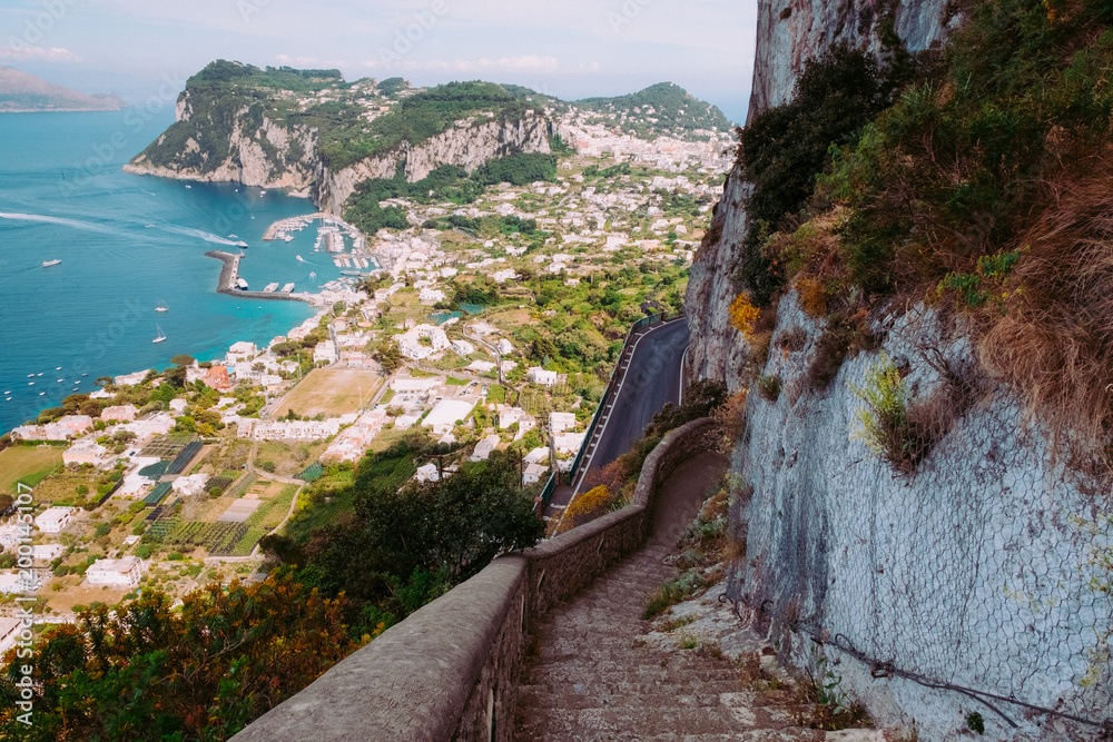 The Phoenician Steps (La Scala Fenicia) of Capri , Italy.